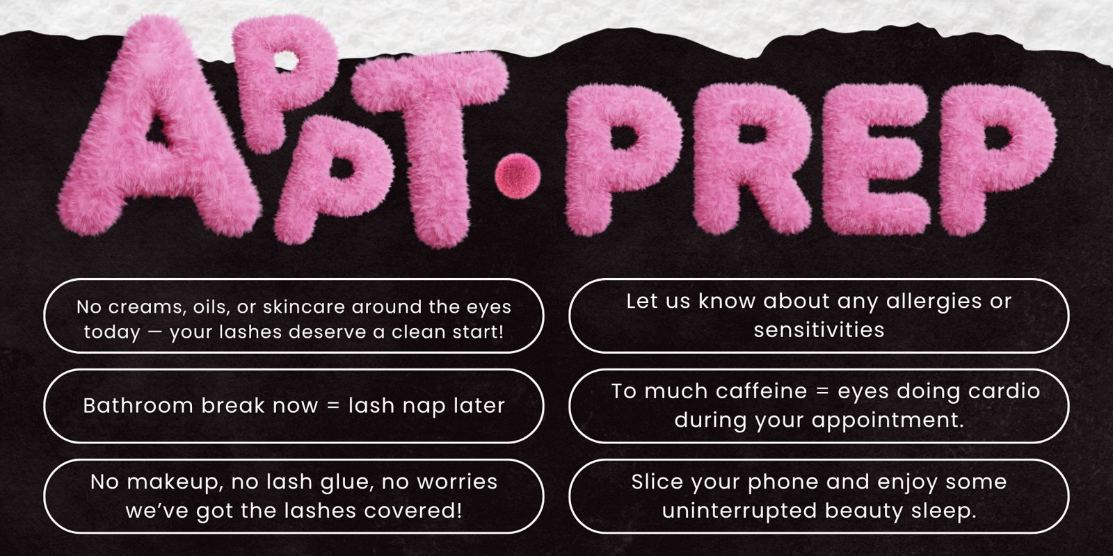 Appointment prep guide from Jolie Lash House — how to prepare for your lash extension appointment in Spring, TX